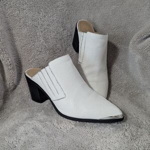White Leather Mules